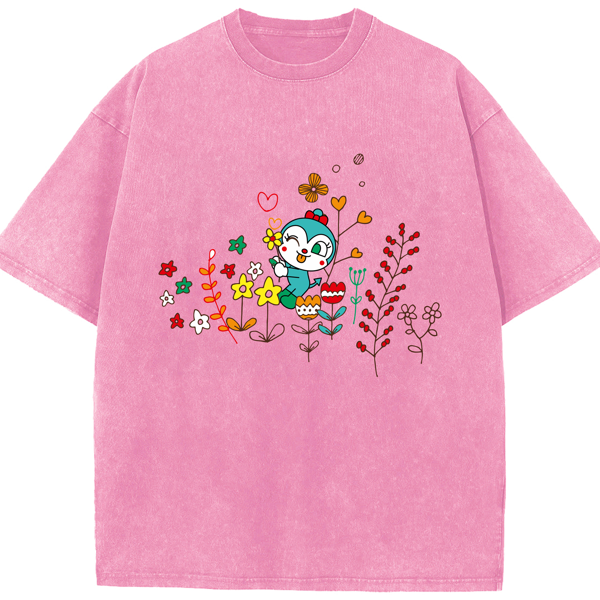 （画像用） アンパンマン Anpanman 綿100% ヴィンテージ風 半袖Tシャツ（フロントプリント）